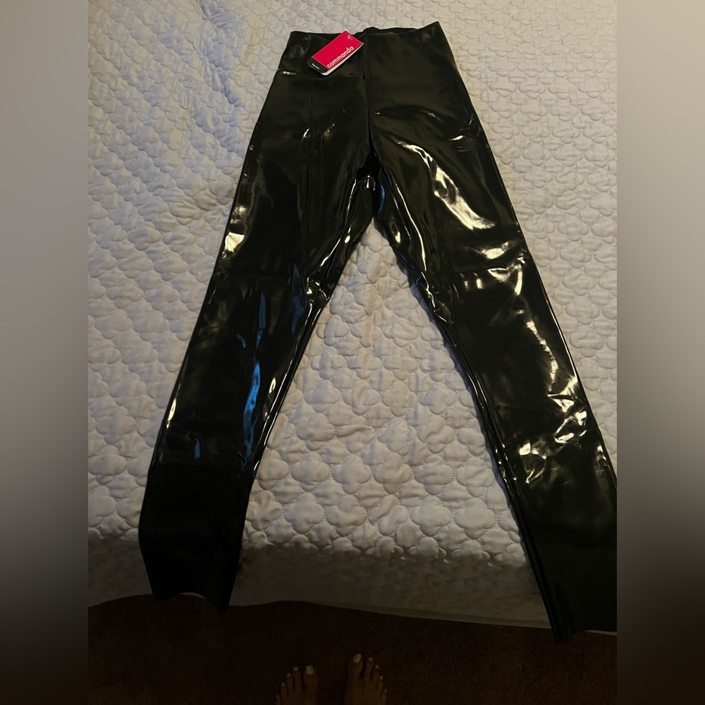 Black faux leather leggings